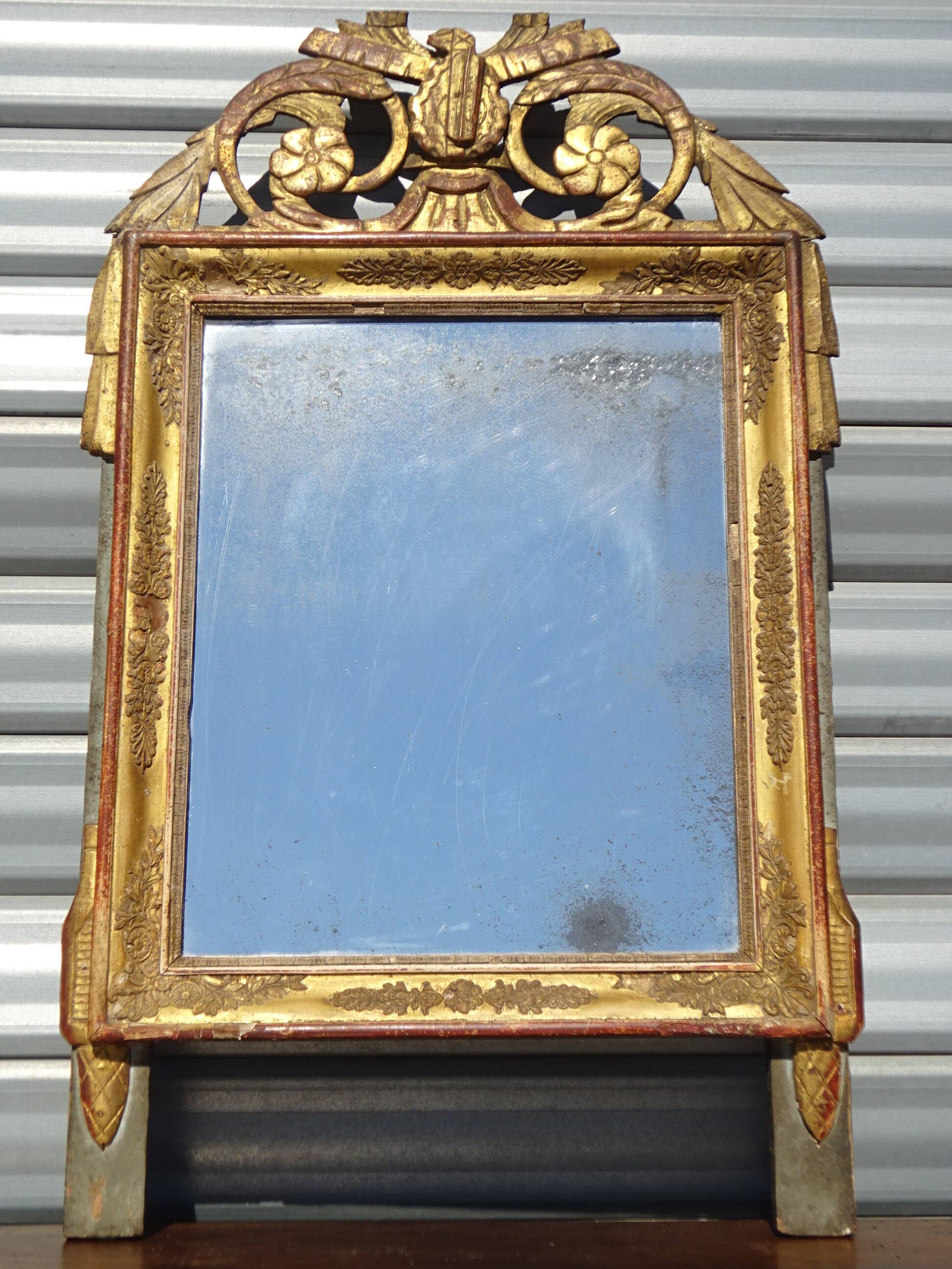 Antique mercury mirror, Louis XVI style gilded frame, 84x50cm