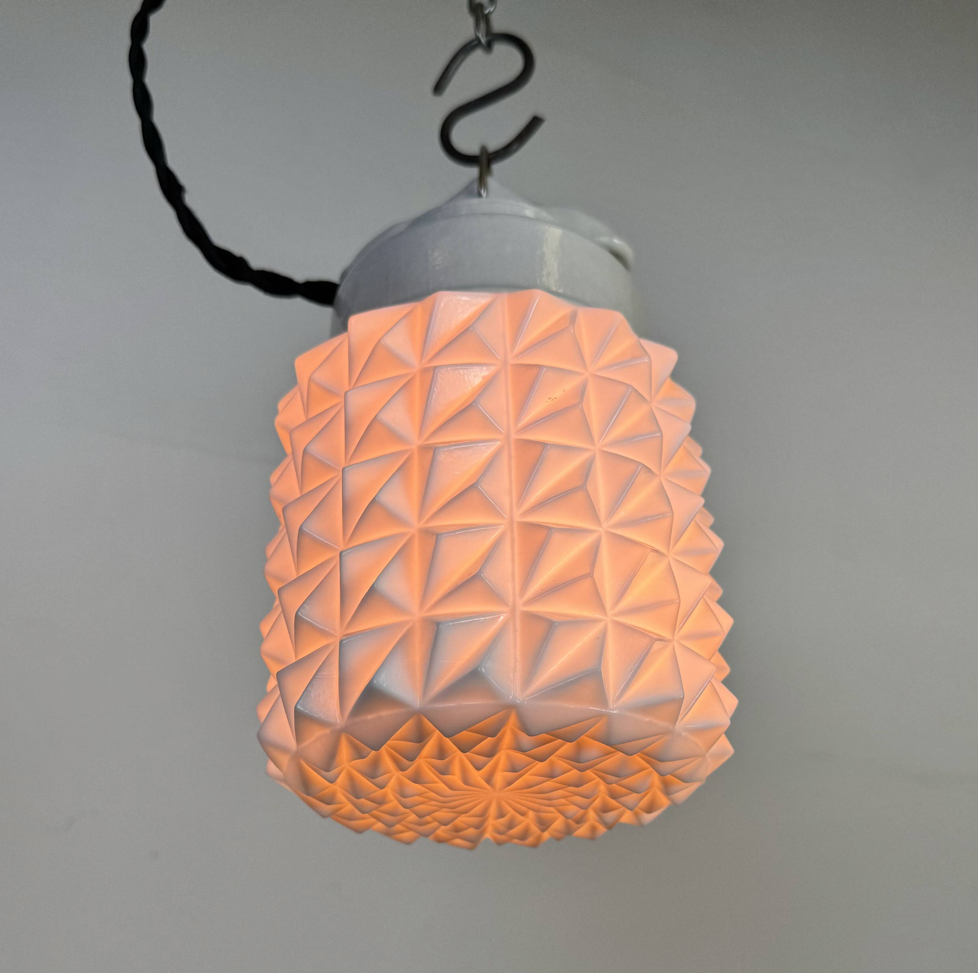 Vintage White Porcelain Pendant Light, 1970s