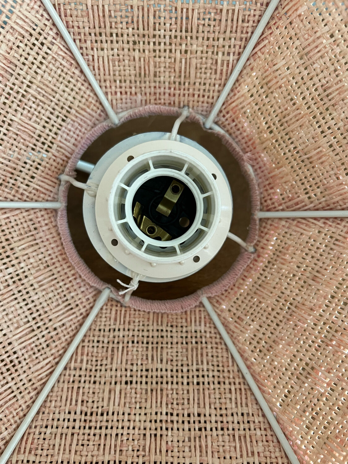 Vintage suspension in raffia and fabrics