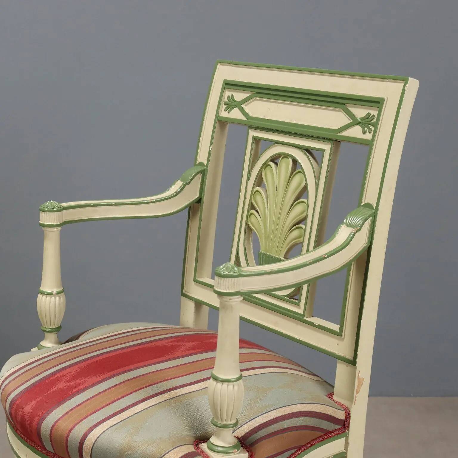 Pair of antique neoclassical armchairs in lacquered wood from the 1900s.