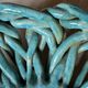 Vintage woven ceramic fruit bowl signed Morillere