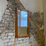 Rectangular solid pine mirror, brutalist style, circa 1980-90s