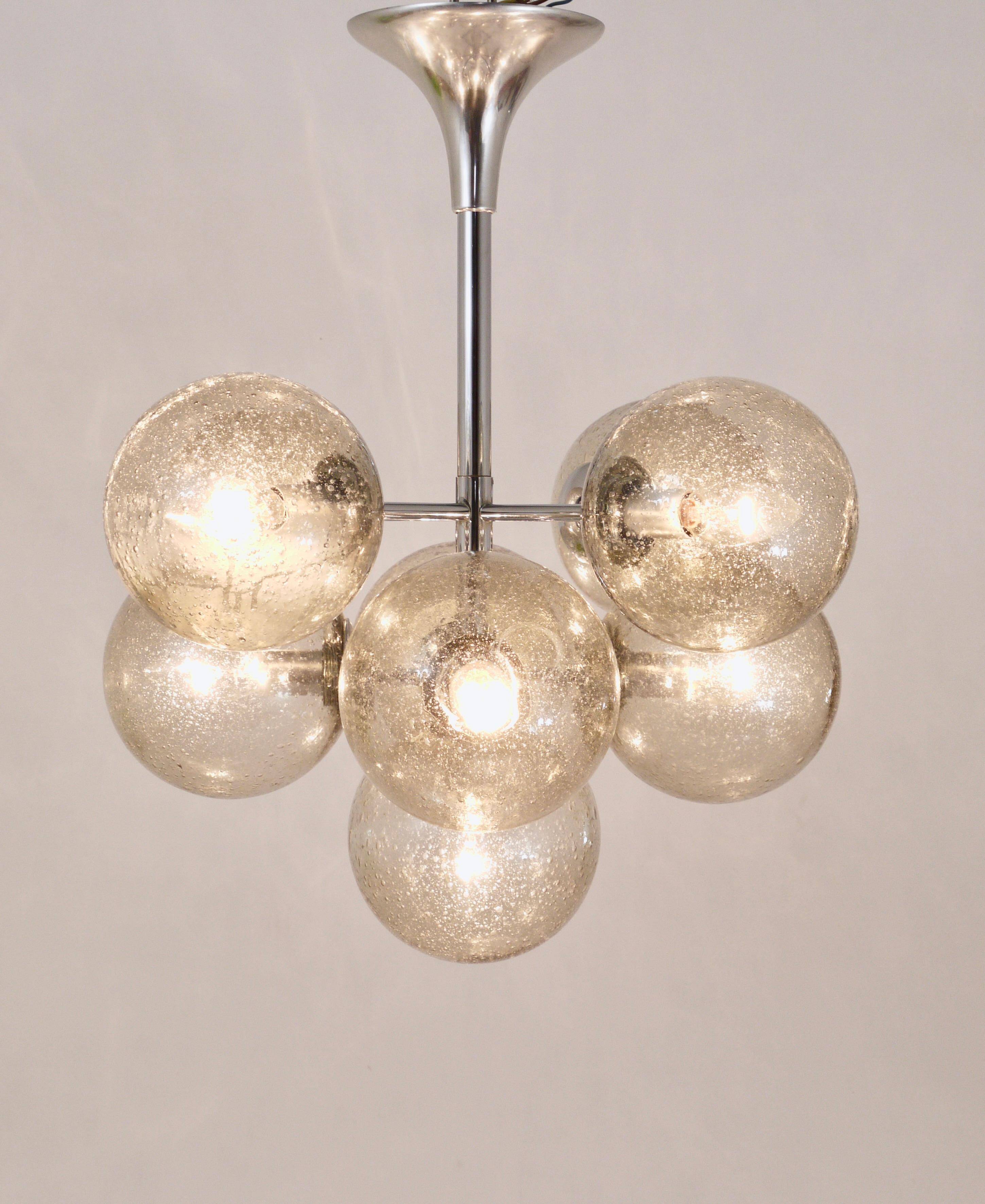 E. R. Nele Temde lustrous atomic chrome Sputnik Space Age pendant lamp tulip