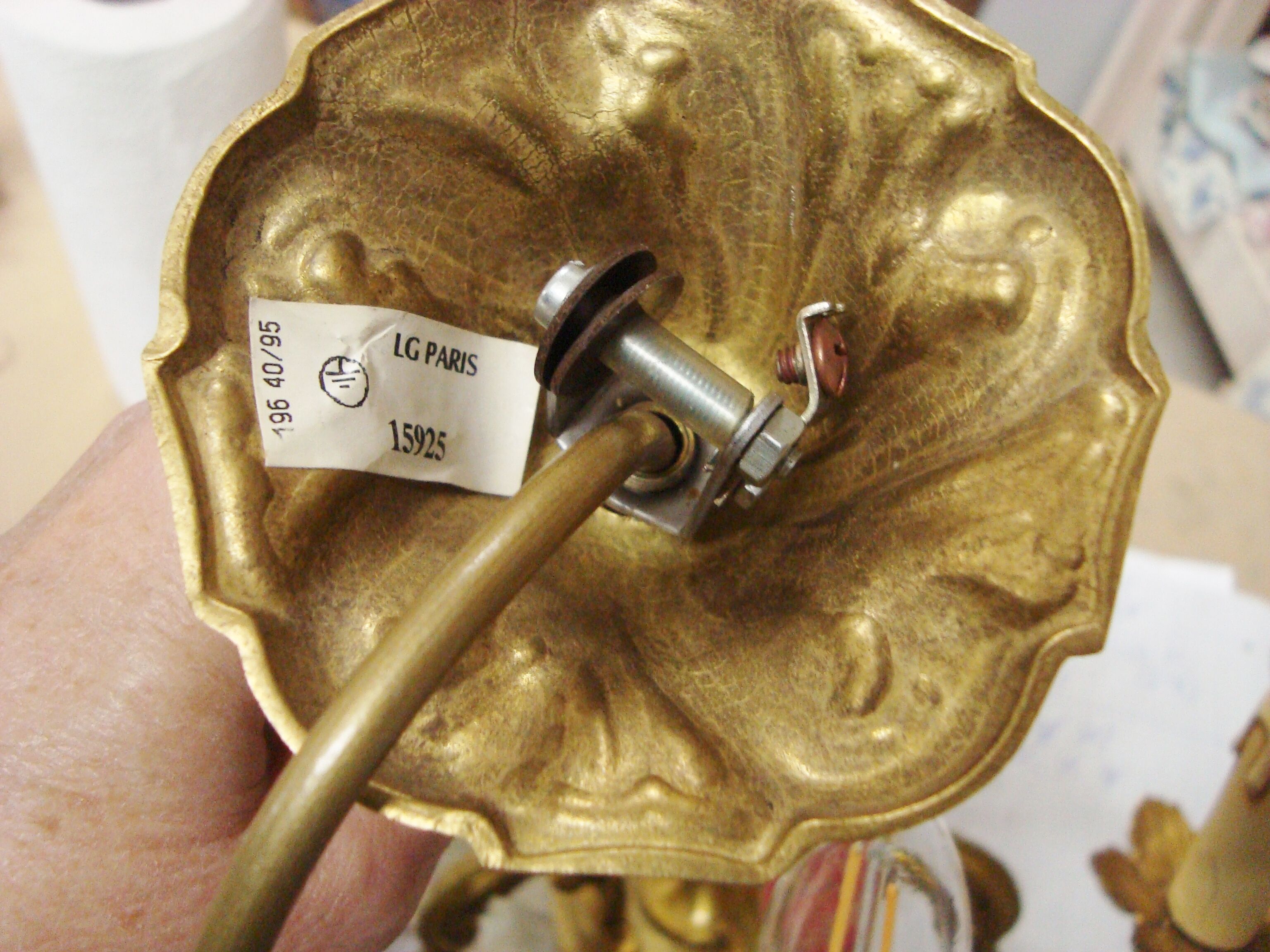 Lustre vintage Lucien Gau Paris en bronze