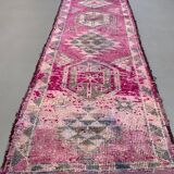 Vintage Turkish  Tribal Runner 355x90 cm veg dye wool rug tribal, handmade