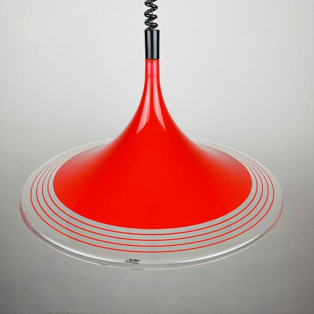 Red Albatros pendant lamp made of plastic from the mid-century by Meblo, Yugoslavia, 1970s.