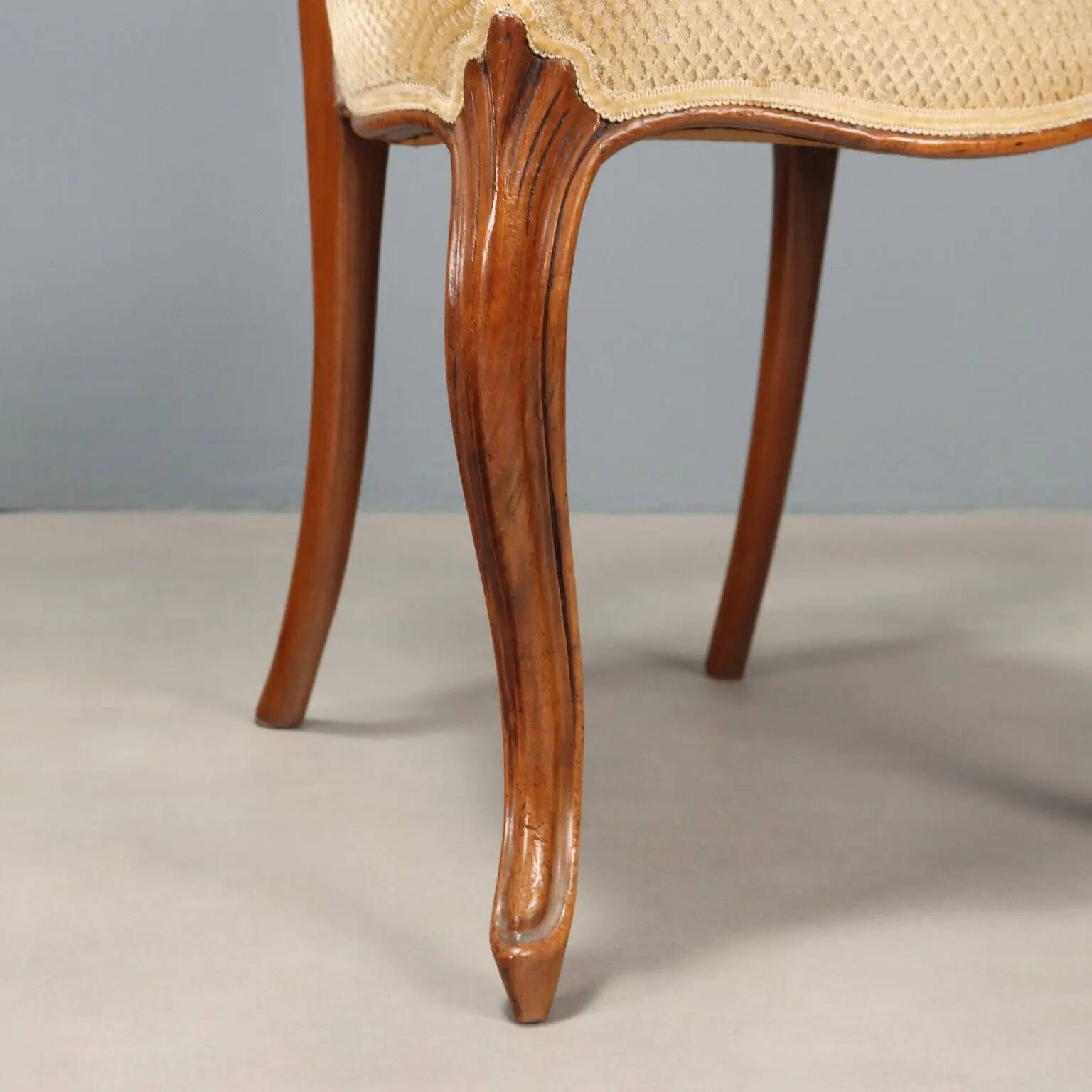 Antique walnut chairs with upholstered seats, Italy, mid-19th century.