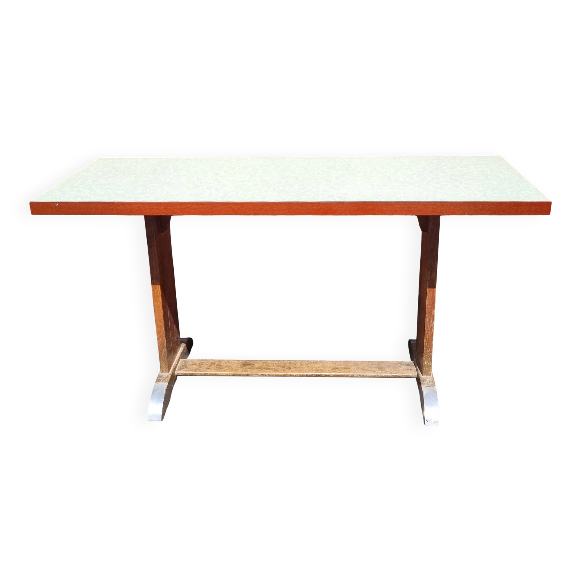 Art Deco dining table in oak with a pearlescent laminate top, 145x60 cm.
