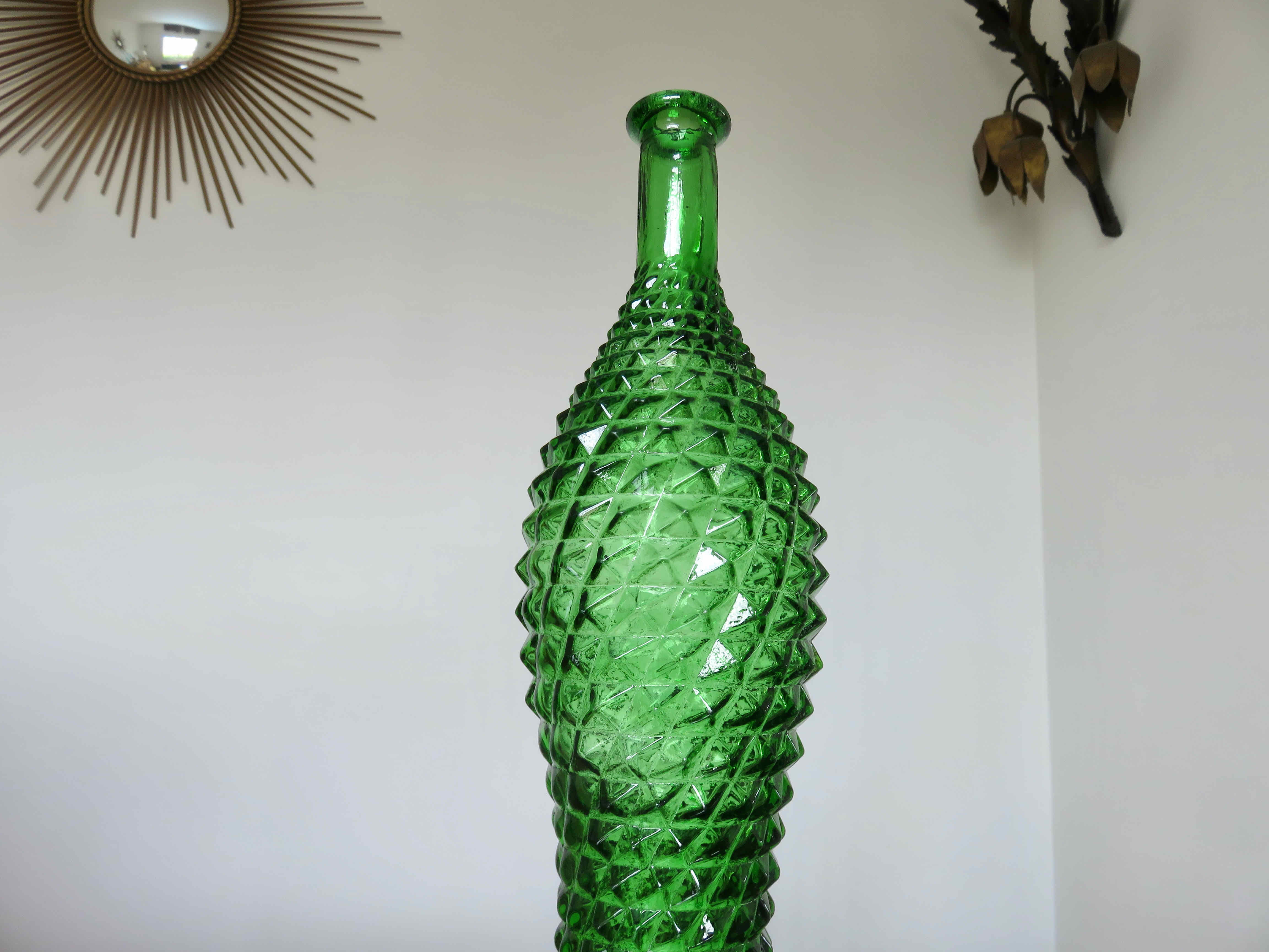 Empoli bottle made in Italy diamond tip glass 1970