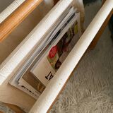 Scandinavian magazine rack in wood and canvas
