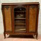 Louis XV style bookcase in mahogany and burr walnut, 20th century