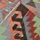 6x9 Green & Salmon Geometric Kilim Rug, 177x266Cm
