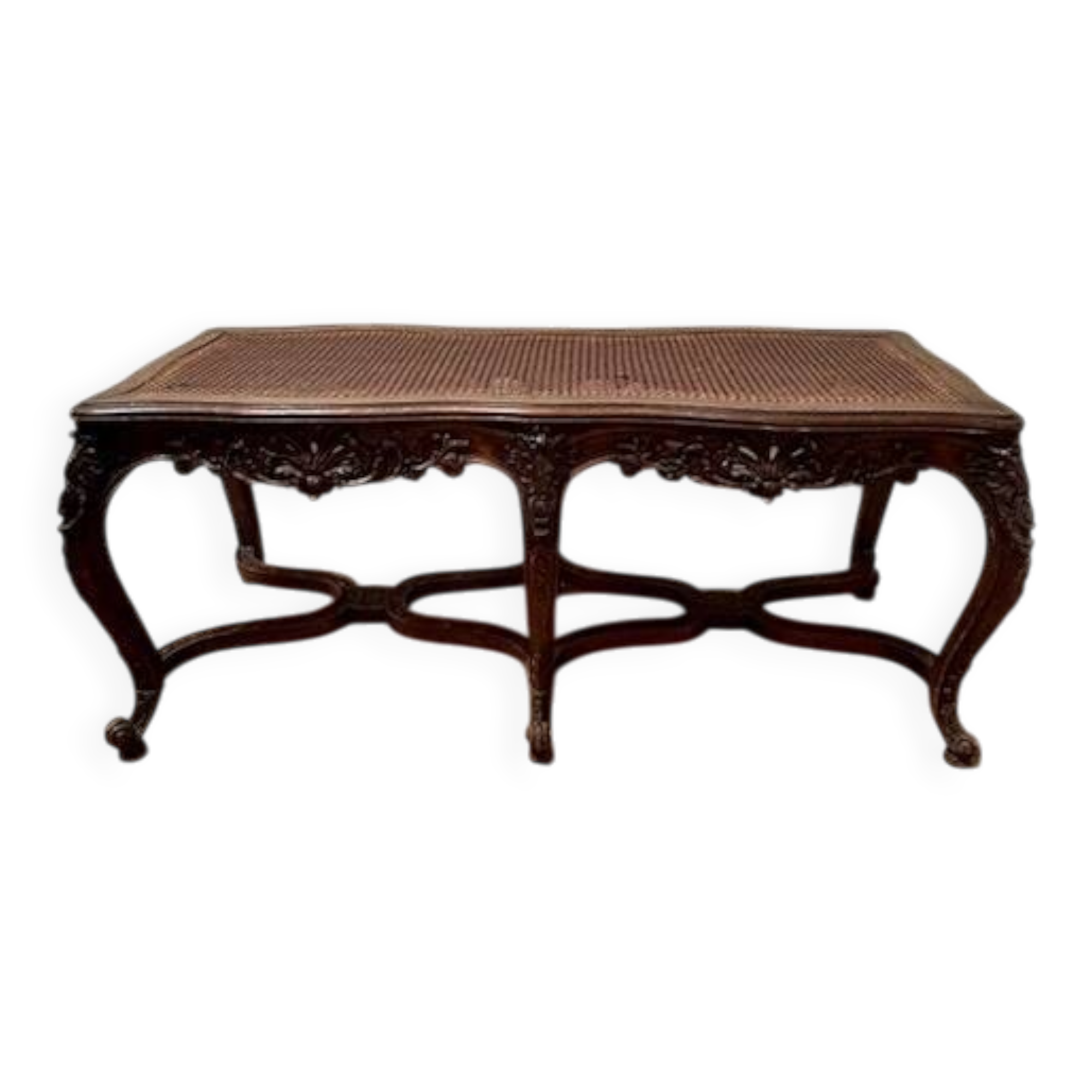 Cane crisscross bench seat