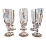 Vintage crystal champagne flutes, low stem (set of 6)