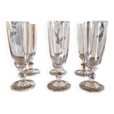 Flûtes à champagne vintage en cristal, jambe basse