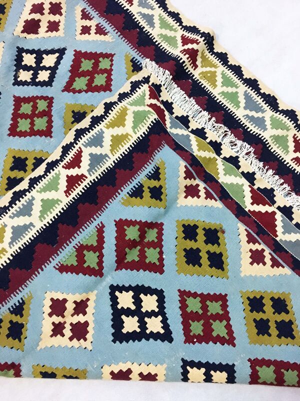 Magnifique tapis tissé Persan: Kilim Gashqai 285x129 cm - Iran - vers 1970