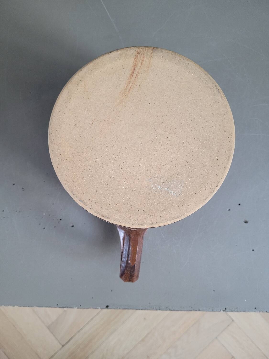 Pitcher - cream pot - in brown glazed earthenware