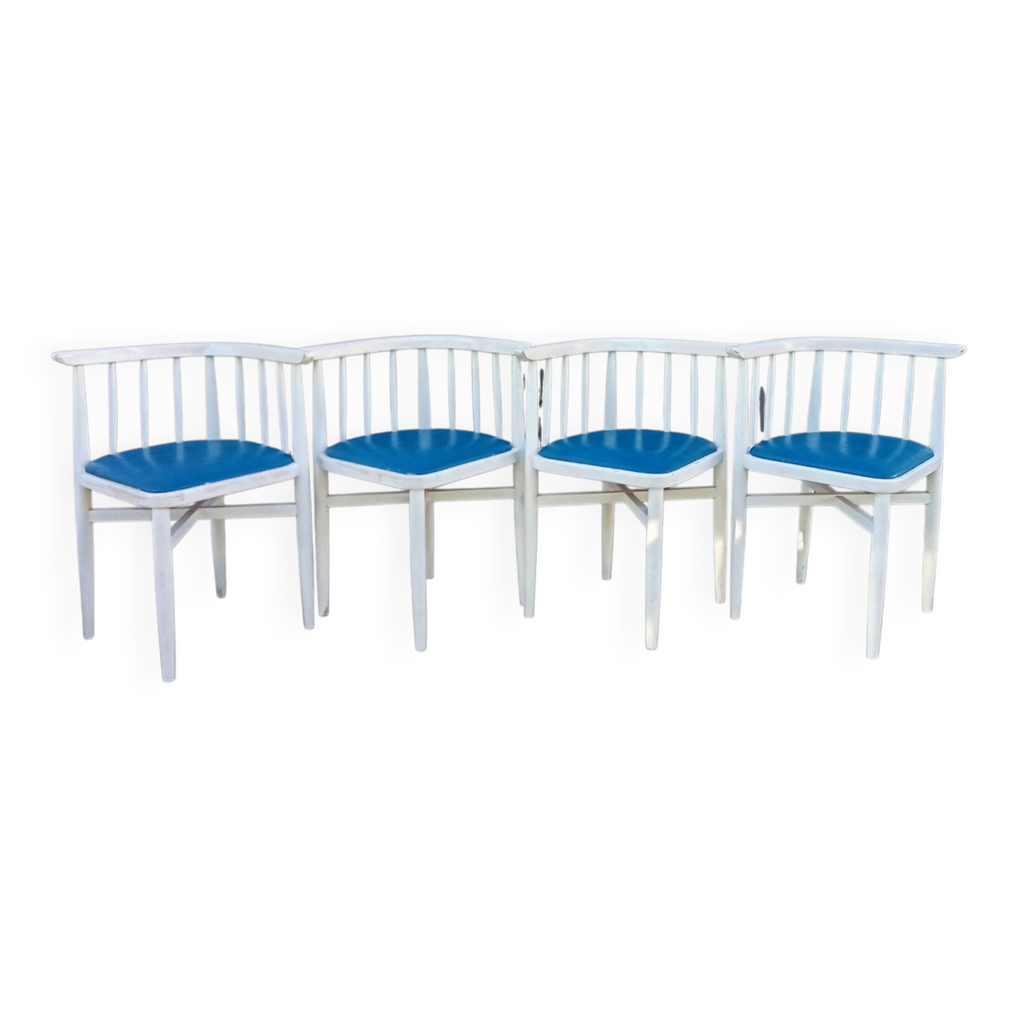 Serie de 4 chaises vintage encastrable d'angle Thonet