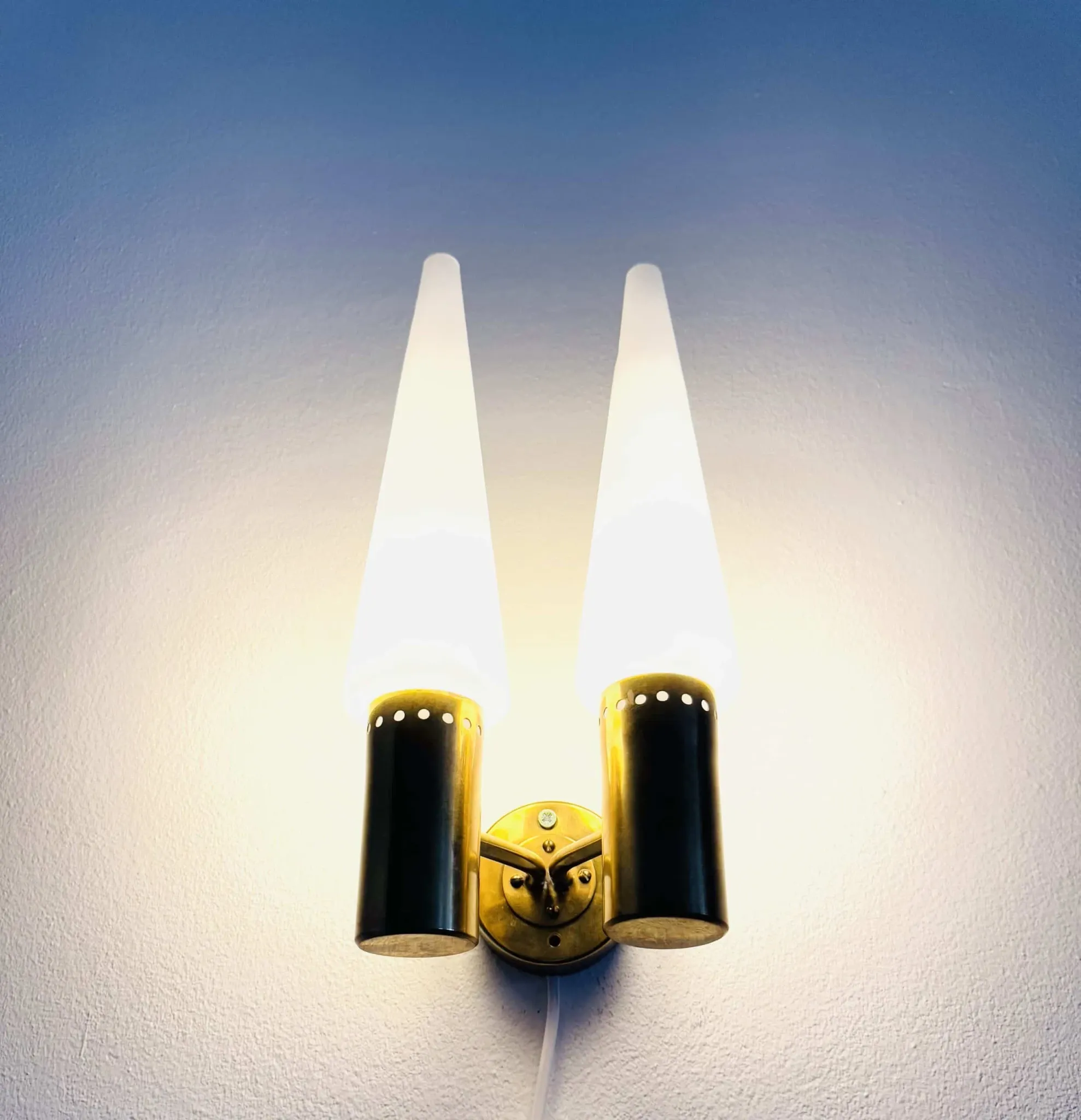 Brass Coloured Double Wall Lamp By Hans-Agne Jakobsson For Markaryd, Sweden, 1960S