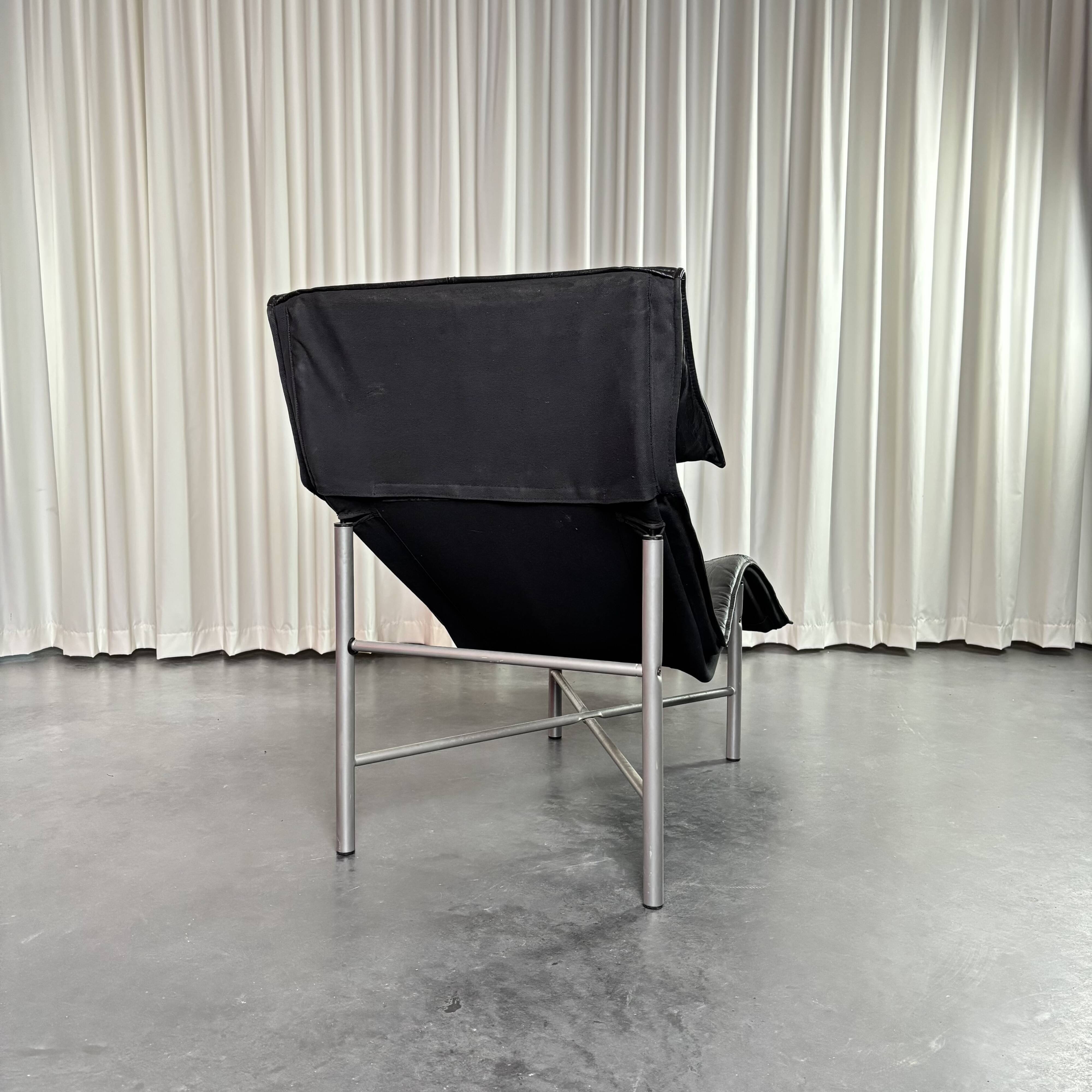 Chaise Longue Skye en Cuir Noir par Tord Björklund pour Ikea, Suède, 1980