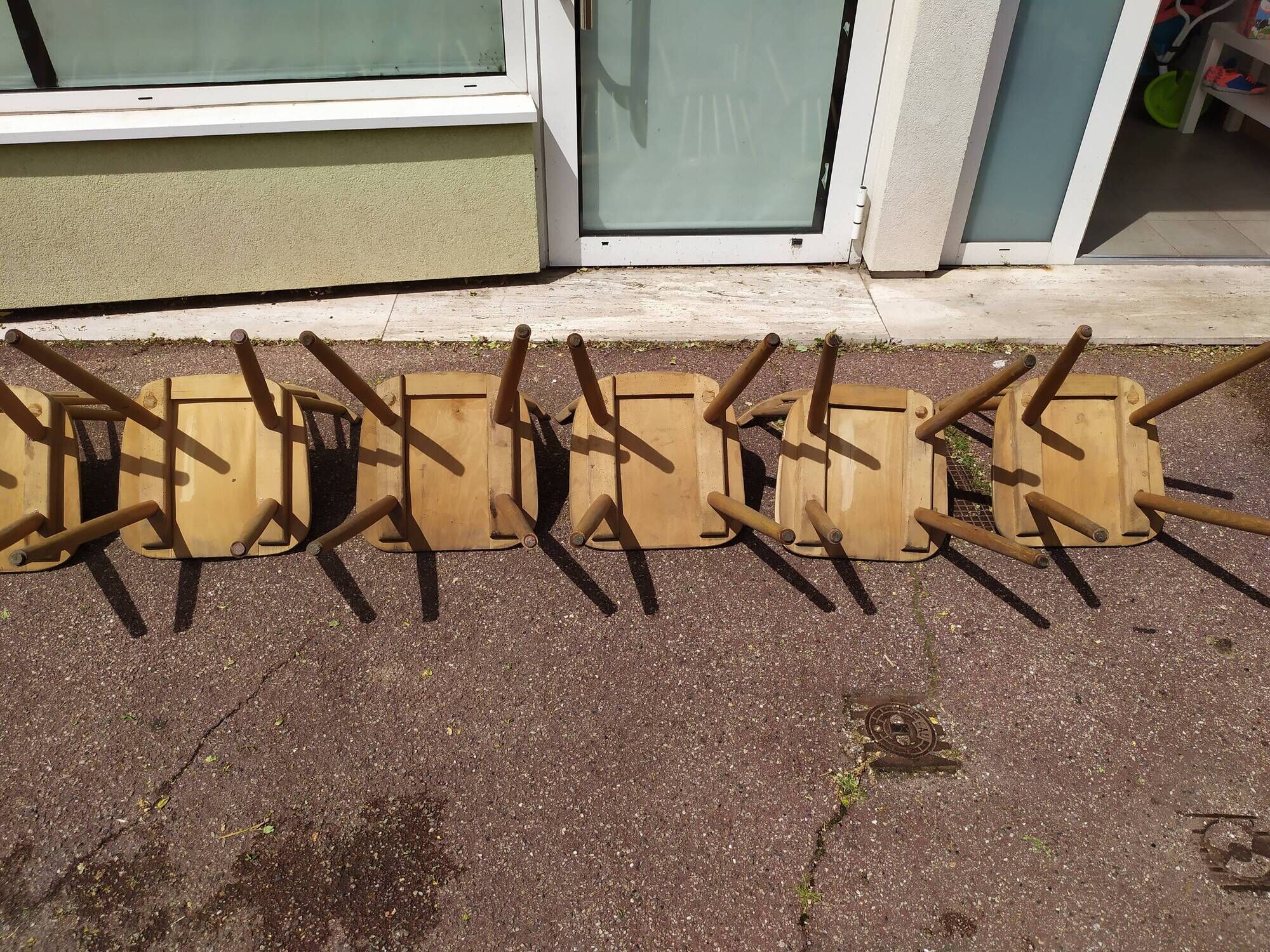 Set of 18 wooden bistro chairs - vintage - year 50 - 60