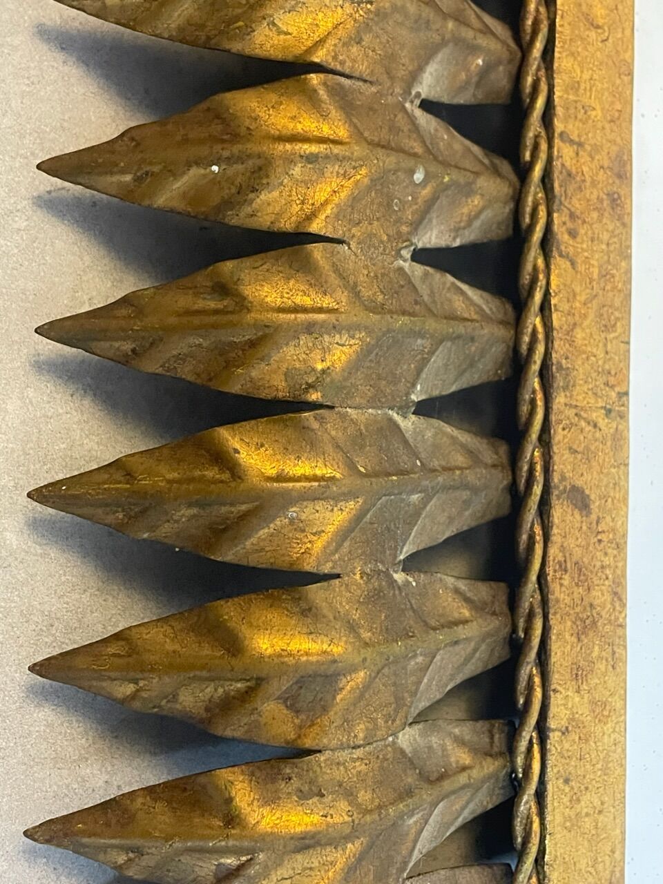 Rectangular sun mirror in wrought iron italian manufacture 50's