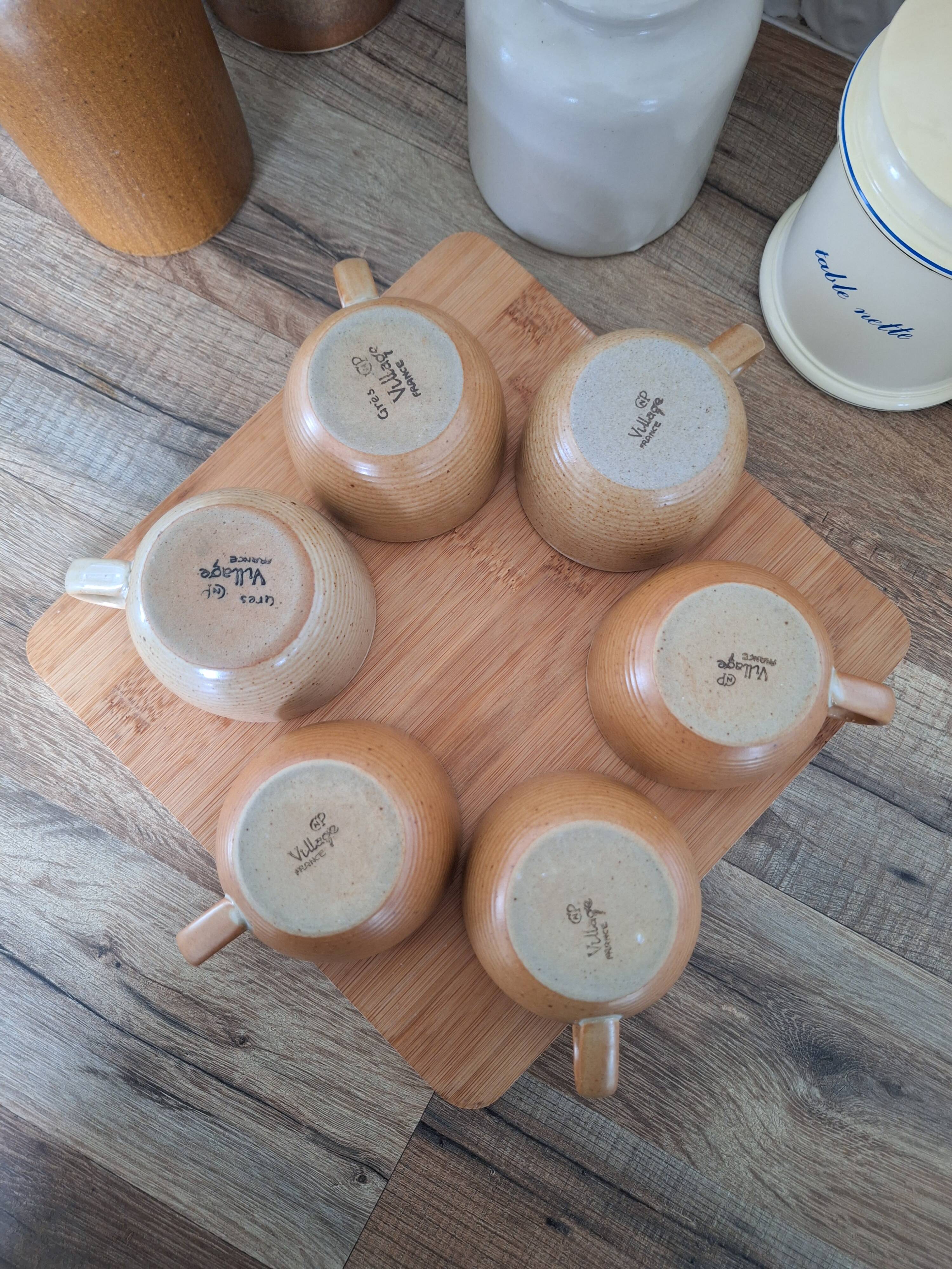 Vintage village stoneware mugs