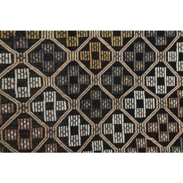 Brown Orange Handmade Vintage Turkish Kilim Area Rug  112x159
