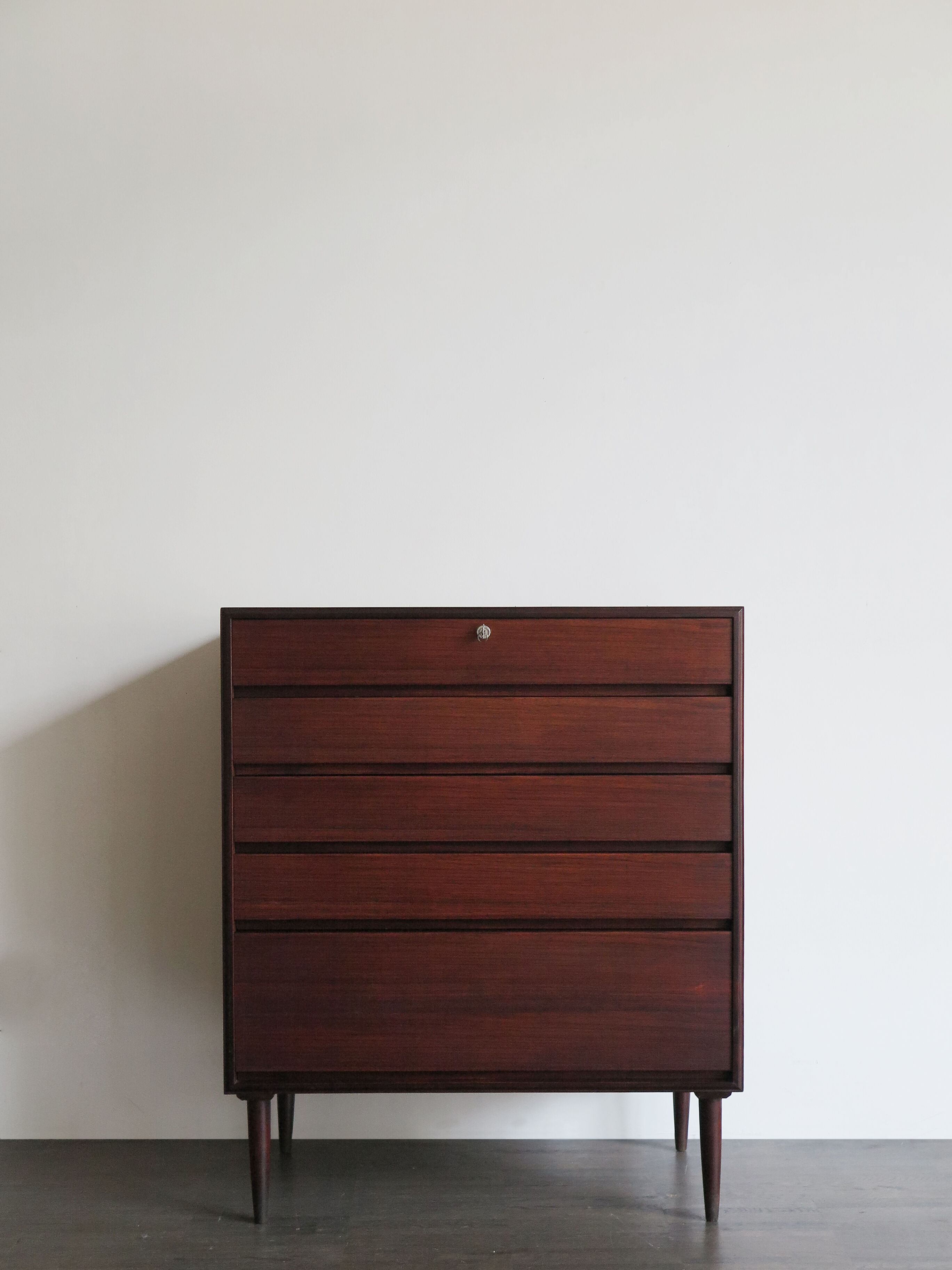Scandinavian midcentury darkwood chest of drawers 1950s