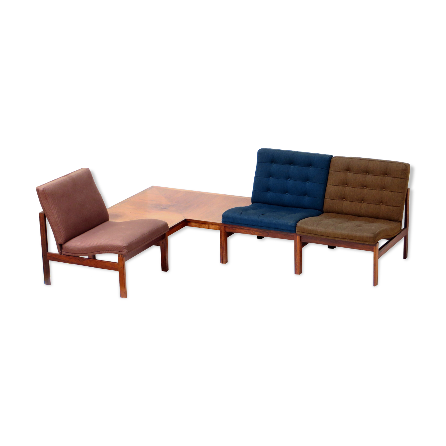 France and Son rosewood lounge chair element sofa set by Ole Gjerløv Knudsen & Torben Lind, 1960s