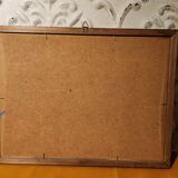 Ancient marine painting on isorel with a wooden frame.