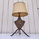 Brutalist lamp, patinated gold metal, Max Bre, 70s