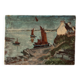 Table from the 1900s "Breton Shore" signed J. Mestas