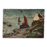 Table from the 1900s "Breton Shore" signed J. Mestas