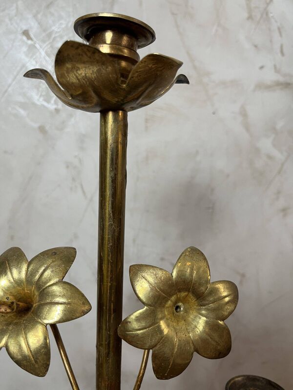 Chandelier fleurs en laiton