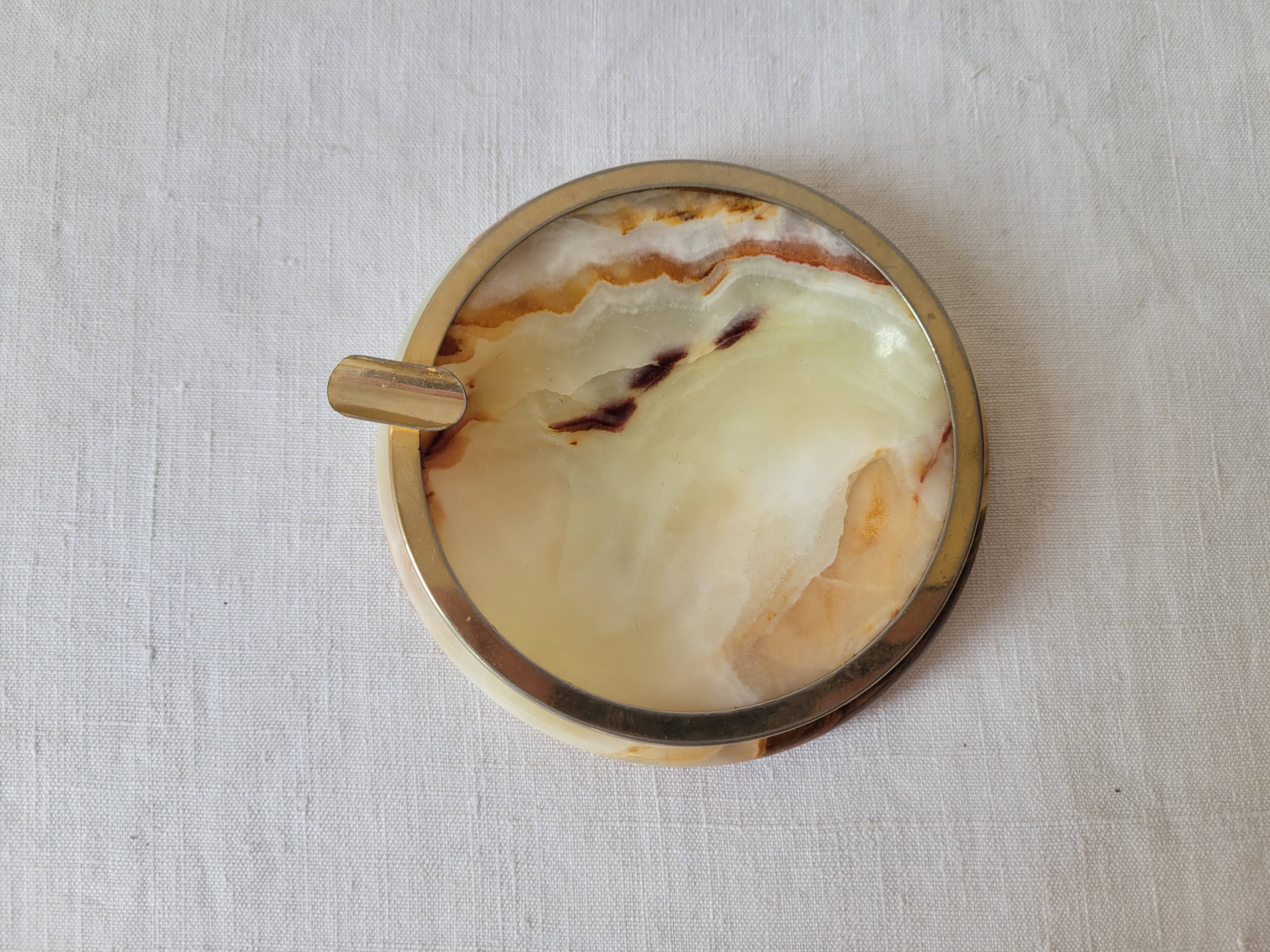 Onyx and brass ashtray