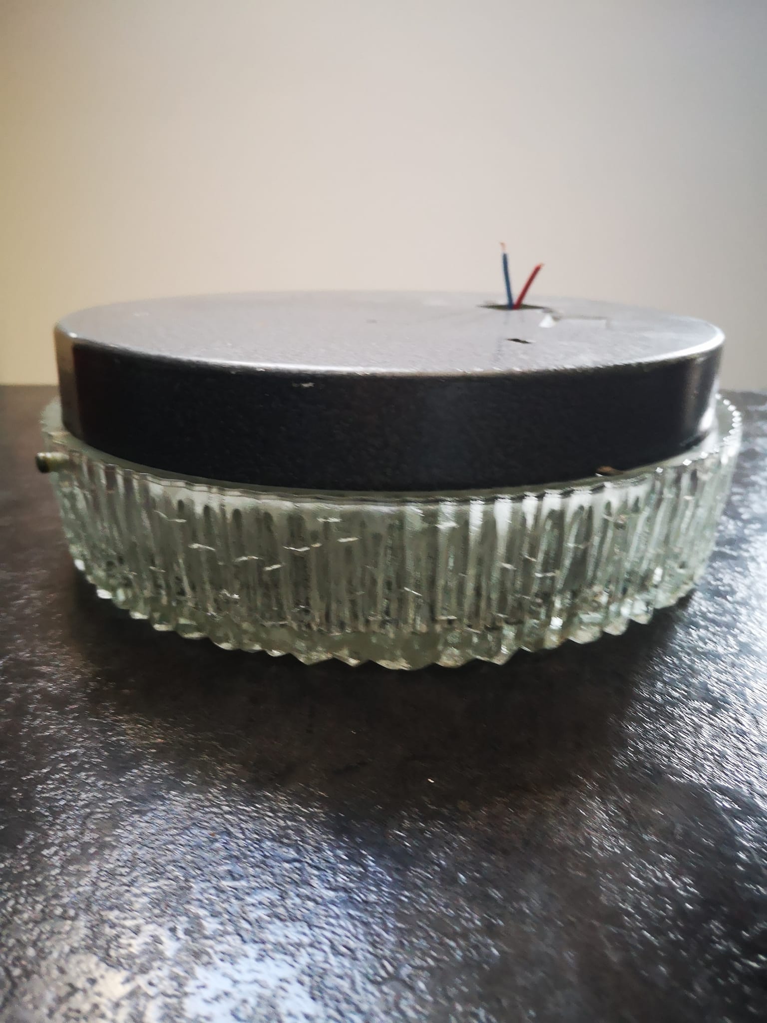 Ceiling lamp vintage glass wall lamp 1960/70 original large model