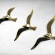 Trio d'oiseaux en laiton décoration murale années 70