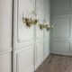 Venetian wall light in gilded Murano glass, circa 1940, set of five available.