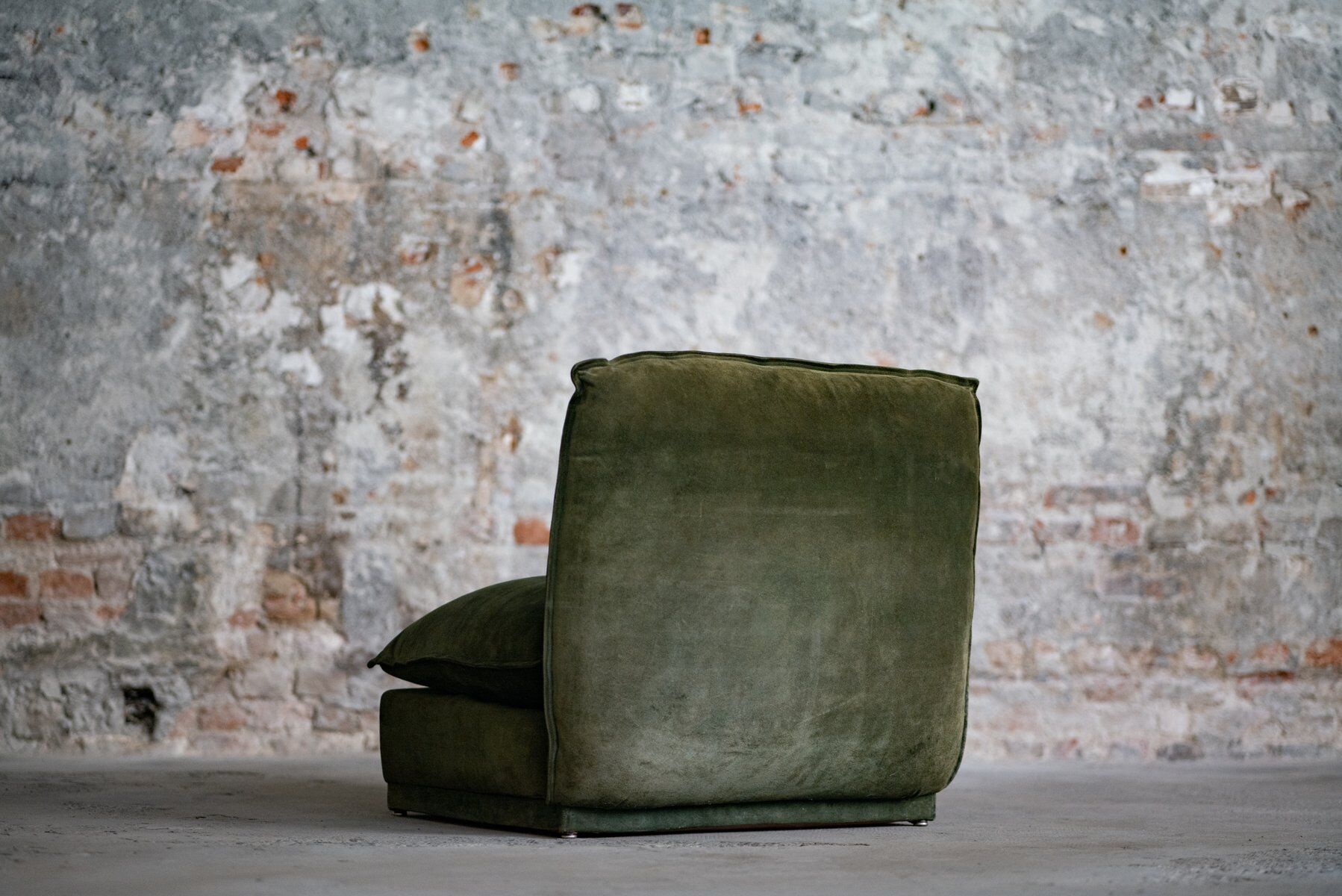 Vintage suede leather armchair, Italy, 1970s