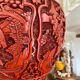 Asian metal vase and red resin