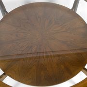 Important modern Scandinavian style coffee table, walnut / glass – c. 1960