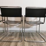 Mid-century chromed leather chairs