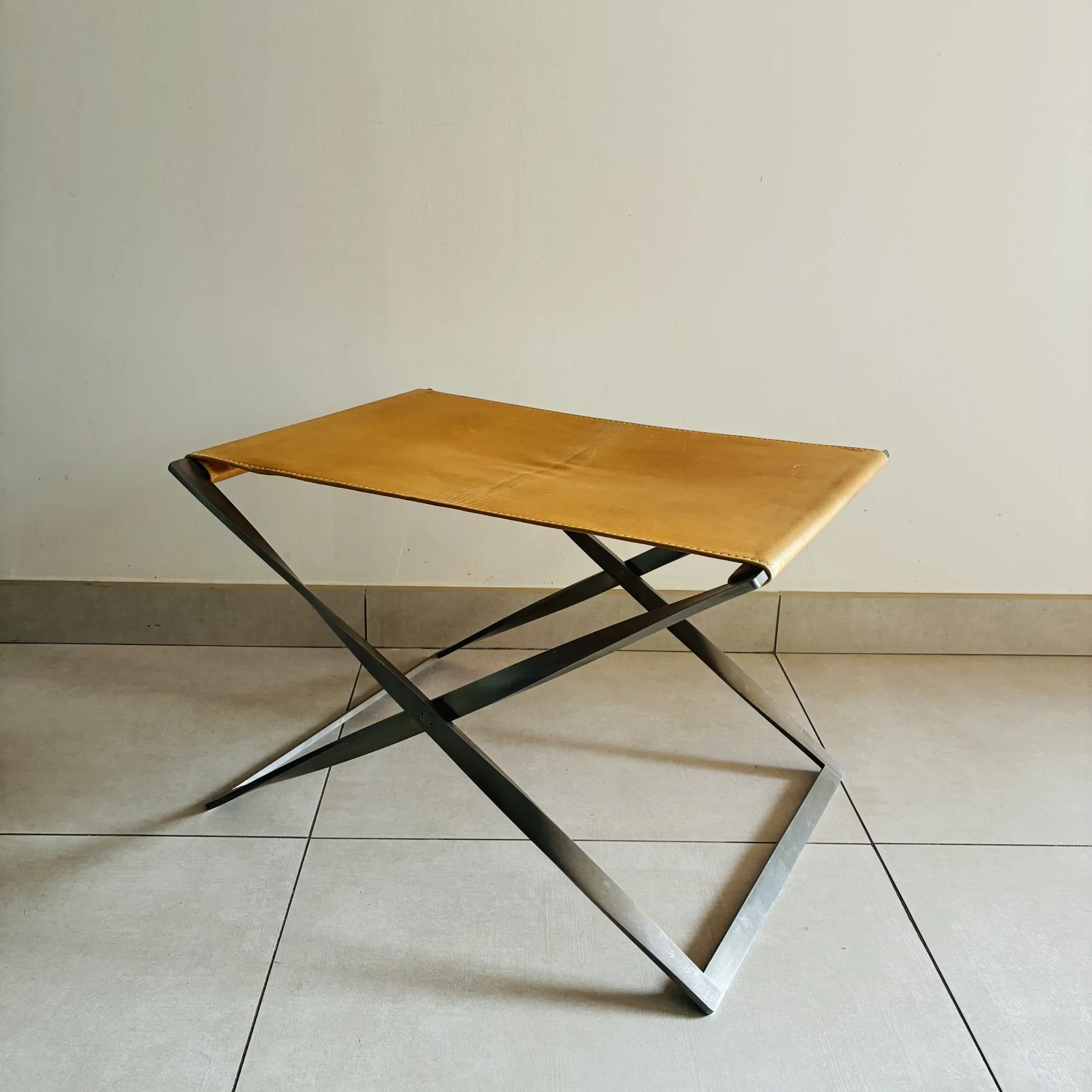 Folding Stool PK91 by Poul Kjaerholm - Fritz Hansen Edition Leather