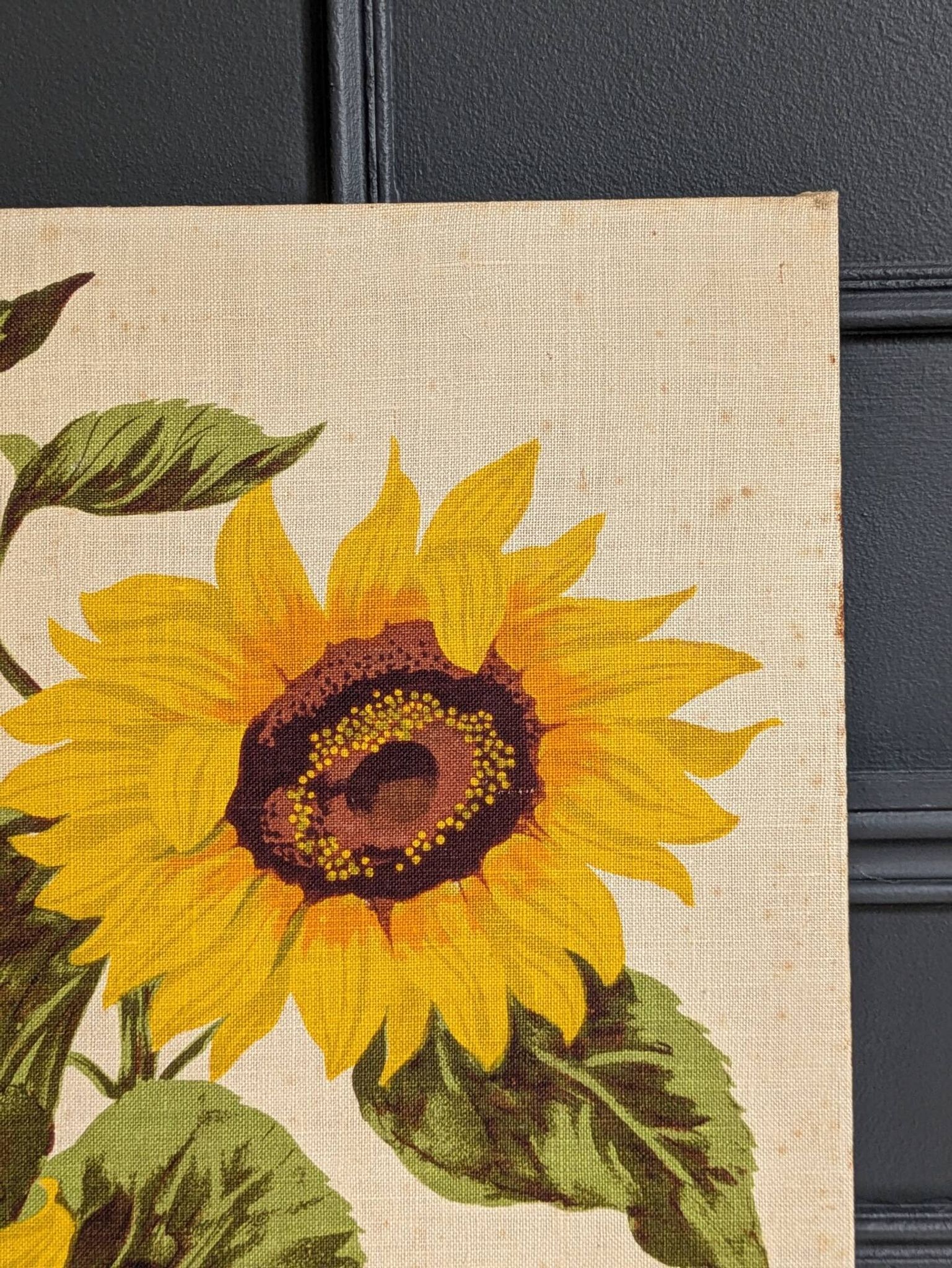 Vintage painting on linen "The Sunflowers" by Irmgard Gutsche 60s/70s