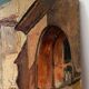 Scène de rue devant château, huile sur toile