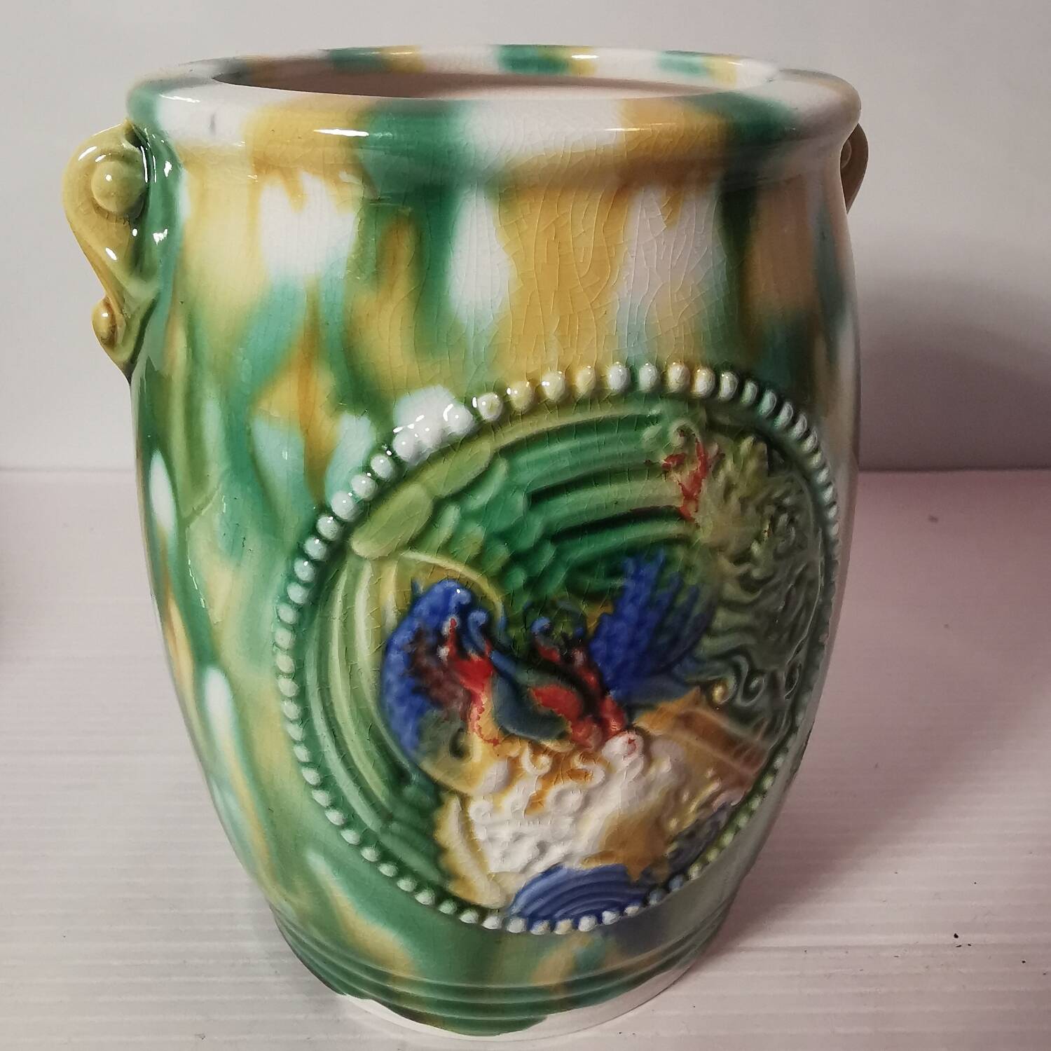 Colorful vintage slip style pot/empty pocket