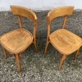Pair of vintage bentwood curved wooden bistro chairs