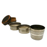 Timbale gobelet ancien pliant rétractable de voyage métal argenté en 4 parties