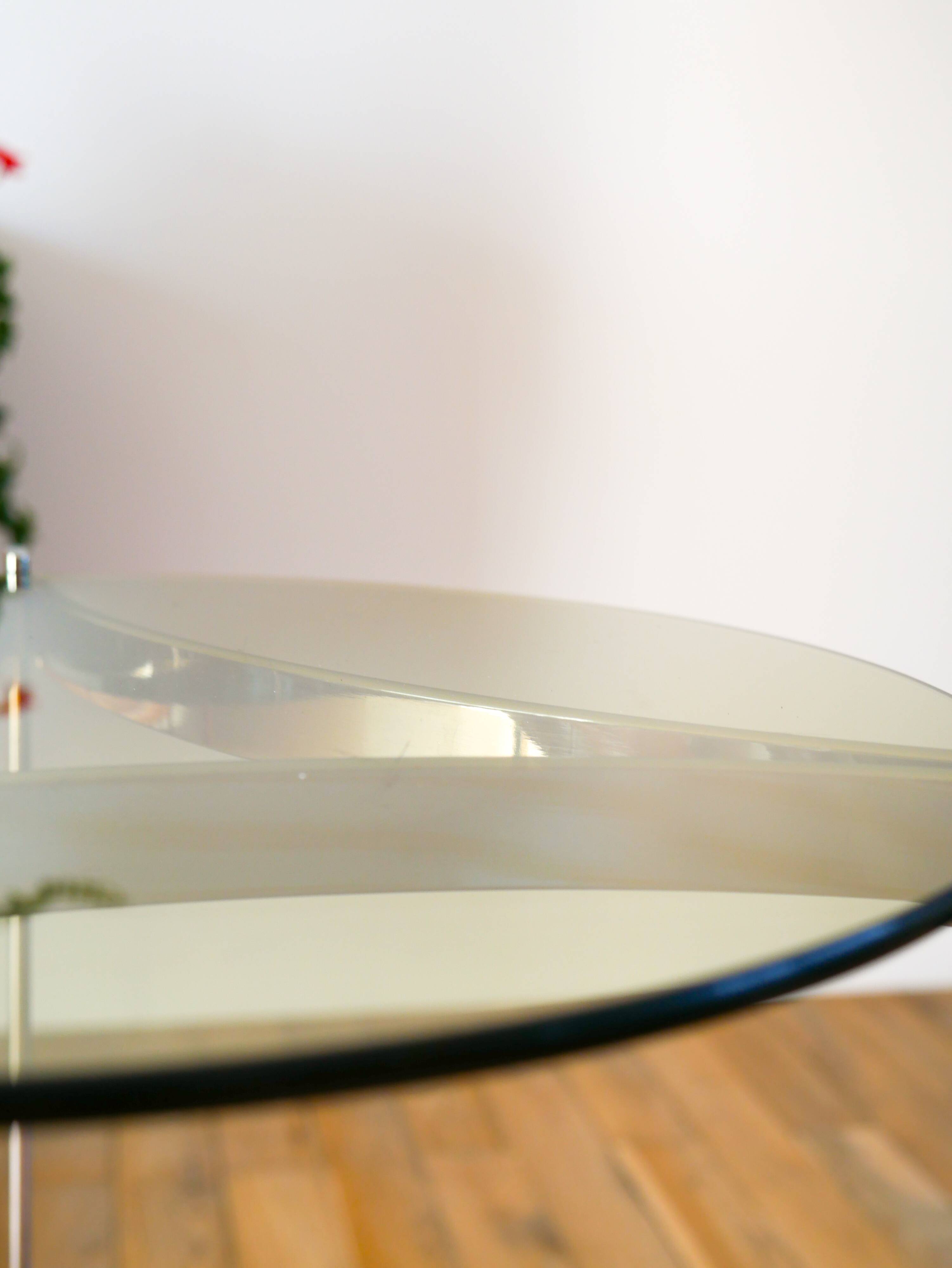 Tripod stand in chrome and smoked glass, double floors, Design, 1970